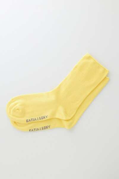 Katia&Bony Тънък чорап от жълт модален плат - без ластик