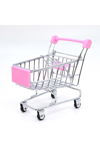 Choice Pink 1:48 Mini Supermarket Shopping Trolley Cart Desktop Model Children's Toys Home Decoration Minia