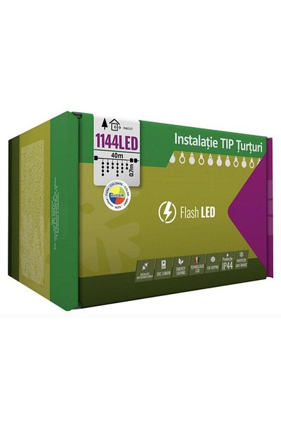 Casa Grande Iluminat de Crăciun, 40 m, 1144 LED-uri, multicolor, bliț, transformabil, cablu prelungitor inclus