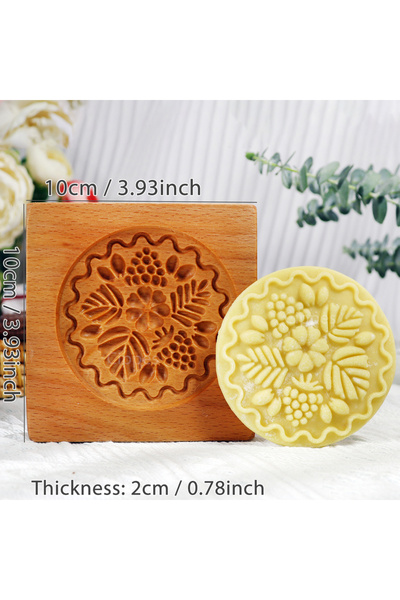 choice2 قالب بسكويت خشبي واحد بنقشة زهور على شكل توت العليق، قطاعة بسكويت ثلا...