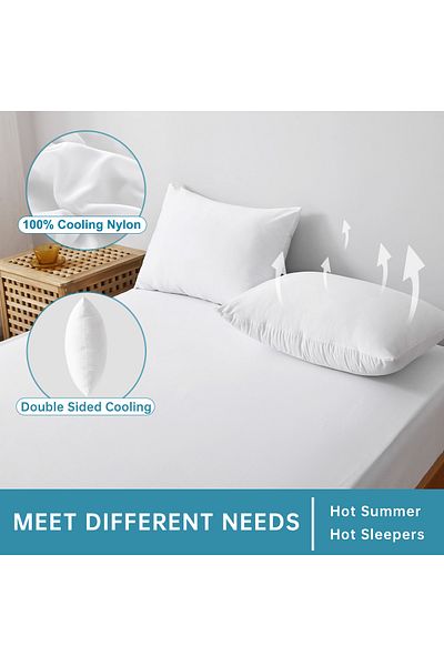 Choice1 20x30inch (50x75cm) 2pcs Cooling & Waterproof Pillowcases (Q-Max: 0.35) 100% Cooling Nylon Jacquard