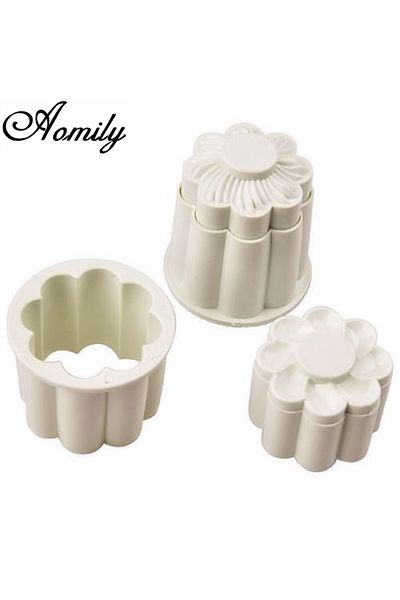 Choice Aomily 2Pcs/Set Flowers 3D Cookies Fondant Cutter Homemade Cake Pastry DIY Baking Embossed Chocol...