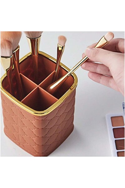 PUFO Elegant Luxury Style Organizer Stand for Makeup Tools or Toothbrushes - Modern Design, Brown