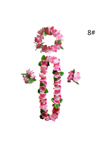 Choice H 4pcs/Set Artificial Hawaiian Flower leis Garland Necklace DIY Party Decor Decoration Fancy Dress .