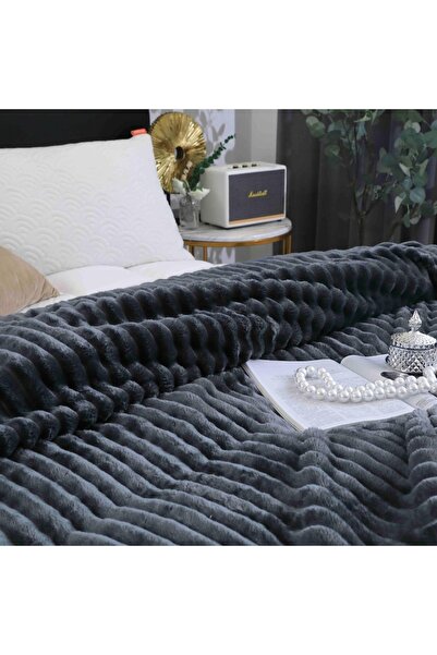 OEM Cocolino plush blanket, 200x230cm, 3D effect, dark grey