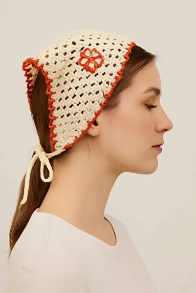 Melanka Hand Knitted Hair Bandana - Flower Motif