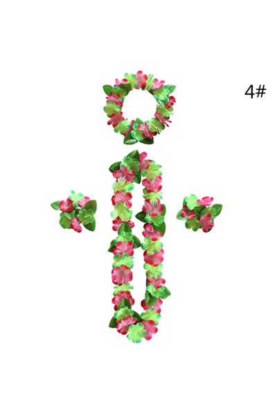 Choice D 4pcs/Set Artificial Hawaiian Flower leis Garland Necklace DIY Party Decor Decoration Fancy Dress .