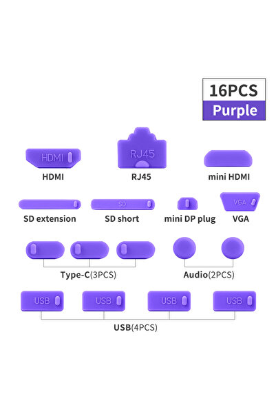 Choice1 16 قطعة من سدادة الغبار الأرجوانية للكمبيوتر المحمول وواجهة USB من ال...