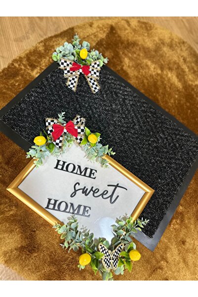 Marrone Σετ Στολίδι Πόρτας Λεμόνι με Μαύρο Χαλάκι 30*22