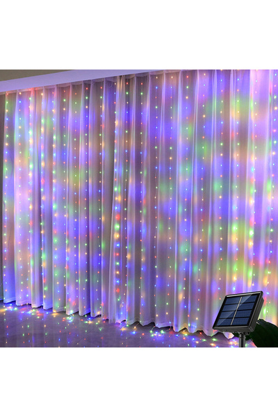 Choice ستارة إضاءة خارجية مقاومة للماء تعمل بالطاقة الشمسية بطول 3×1 متر، 100...