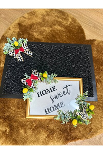 Marrone Σετ Στολίδι Πόρτας Λεμόνι με Μαύρο Χαλάκι 30*22