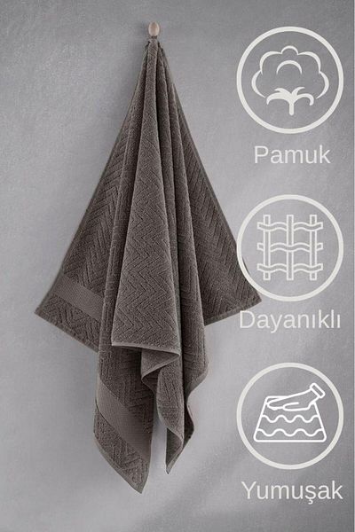 Karna Home Cotton Single Towel Jacquard Carnation Premium Zander 70X140 cm - Gray