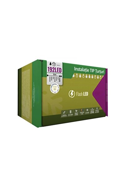 Casa Grande Lumini de Crăciun, 6 m, 192 LED-uri, cablu negru, alb cald, funcț...