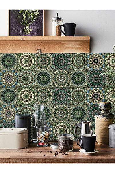 Choice CF-HZ30120-336-XM 1 لفة من ملصقات المطبخ المقاومة للماء والرطوبة على شكل ماندالا باللون الأخضر