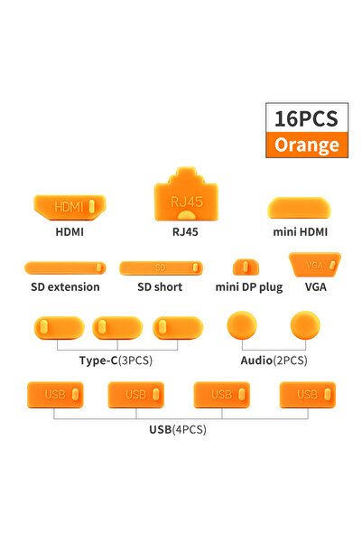 Choice 16 قطعة من سدادة غبار الكمبيوتر المحمول باللون البرتقالي بمنفذ USB من ...