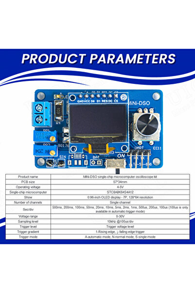 Choice DIY Mini Digital Oscilloscope Electronic Kit STC8K8A MCU with 0.96 Inch OLED DIY Soldering Projec...
