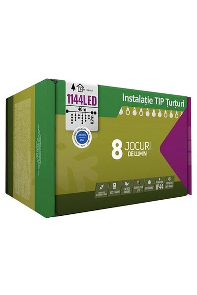 Casa Grande Luminițe de Crăciun Țurțuri, IP44, 40 m, 1144 Becuri LED, Albastru, 8 Moduri de Iluminare, Transformator 31V, Putere 9W