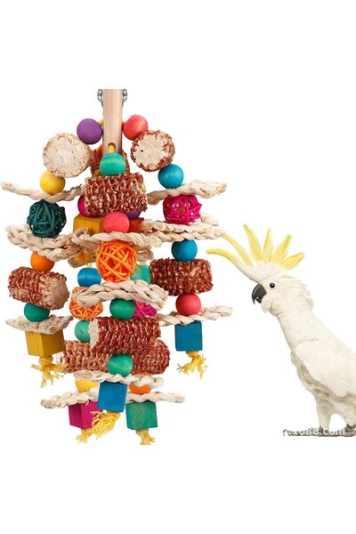 Choice6 ألعاب ببغاء جي، مستلزمات طيور خشبية ملونة، شكل فريد، طرق لعب متنوعة، ...