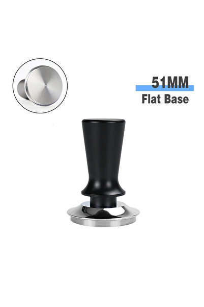 choice2 مكبس قهوة أسود بقاعدة مسطحة مقاس 51 مم وضغط ثابت 51 مم و53 مم و58 مم معاير 30 رطلاً لماكينة ديلونجي Br