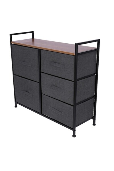 OEM Comodă Grunberg, 83 x 29 x 77 cm, 5 sertare, gri, TB72