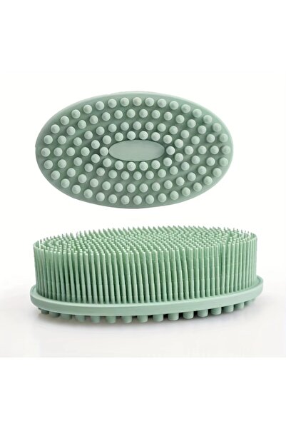 choice2 فرشاة استحمام وشامبو بلون أخضر عشبي، ليفة سيليكون للجسم للاستخدام في ...