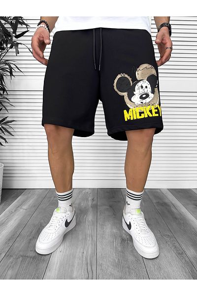 dehaine Premium shorts for men, Black with print, Y241