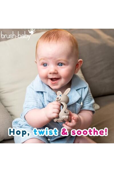 Brush-Baby لعبة أسنان بوبي باني من براش بيبي - رمادي كابتشينو