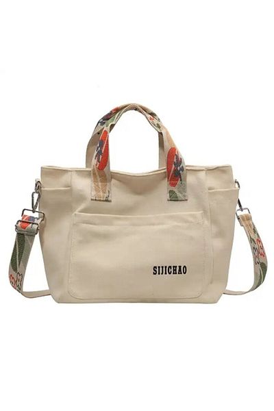 Rup Art Adjustable Nylon Canvas Shoulder Bag for Women Casual Tote Crossbody with Zipper