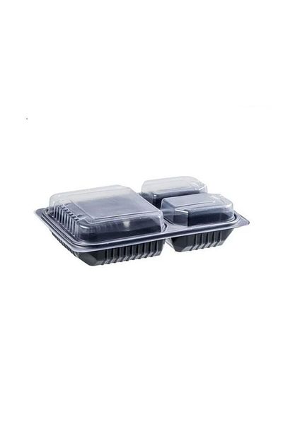 FOLYOTERM Large Food Container with 3 Compartments and Lid (Microwave-Safe) 40 Pieces