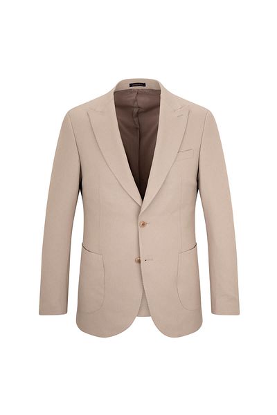 Hatemoğlu Beige Comfort Fit Pointed Collar Classic Jacket