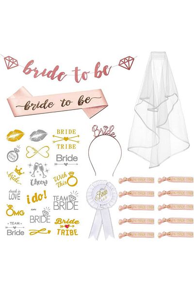 Tronistro wedding accessory set, satin/plastic, multicolor, 16 pieces