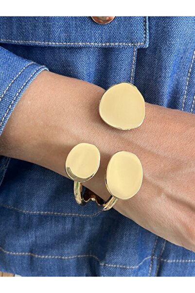 COCOSH TAKI Gold renk üçlü damla model modern tasarım çelik kelepçe bileklik