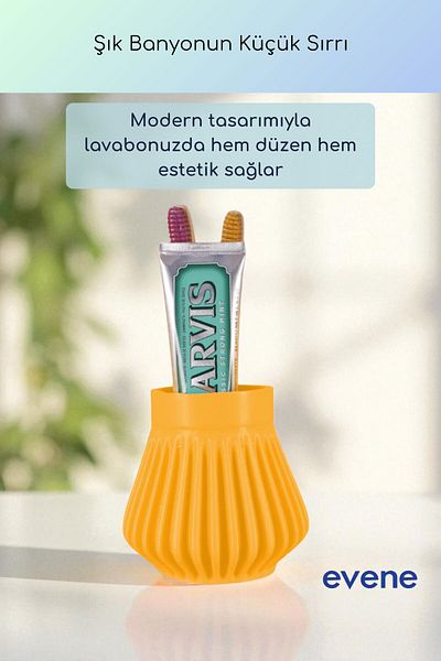 Evene Θήκη οδοντόβουρτσας Βάση οδοντόβουρτσας Βάση οδοντόβουρτσας Σκούρο κίτρινο χρώμα Μοντέλο 83