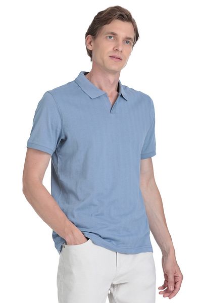 Hatemoğlu Indigo Regular Fit Collar Cotton T-Shirt