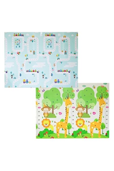 Casa Grande Covoraș de joacă pentru copii, cu două fețe, design oraș/safari, ...