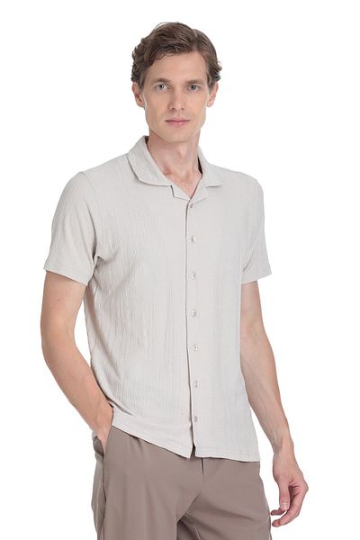 Hatemoğlu Ecru Regular Fit Lapel Collar Shirt