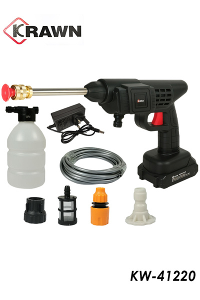 KARWN طقم غسالة الضغط اللاسلكية Krawn KW-41220 - 452 رطل/بوصة مربعة، بطارية ليثيوم، ملحقات، وعاء إسفنجي