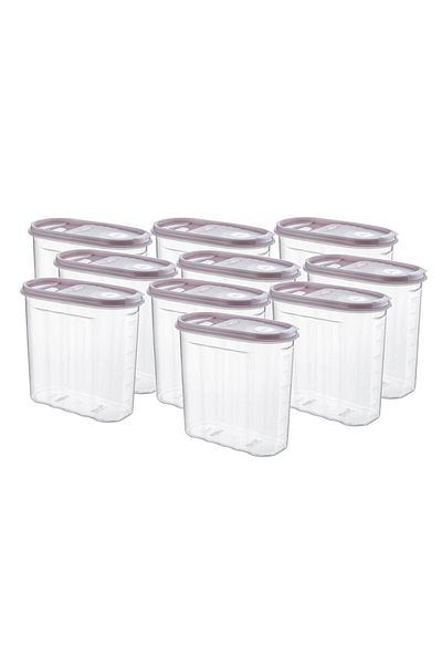 Tuffex Set 10 cutii din plastic pentru depozitarea alimentelor cu capace colorate, Tuffex, TP380/10