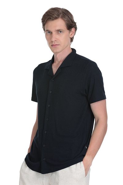 Hatemoğlu Navy Blue Regular Fit Apache Collared Shirt