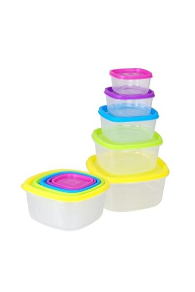 OEM Set 5 caserole cu capace plastic, 10 piese, multiculore