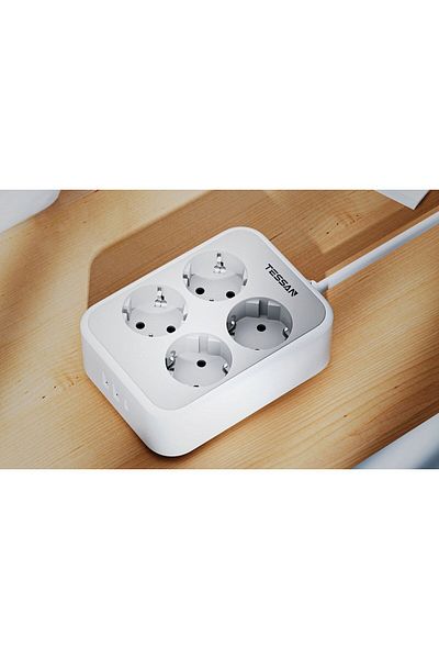 TESSAN Prelungitor TS-PS01DE, 4 prize, 2 X USB-A, 1X USB-C, incarcare rapida 25W