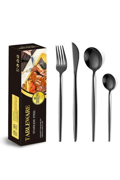 Casa Grande Portuguese Cutlery, 24-Piece Stainless Steel Set, Cosmic Black