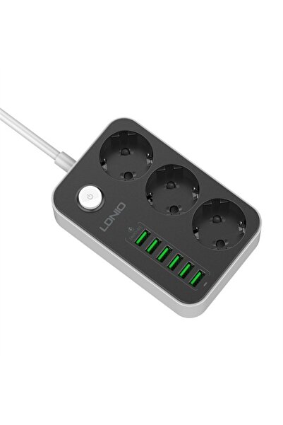 LDNIO Prelungitor SE3631, 3 prize, 6 X USB-A, 17W, 2m