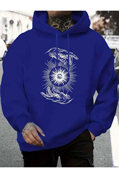 caddekombin Hanorac cu glugă cu imprimeu Chaos Symbol, cu buzunar și interior din lână Saks