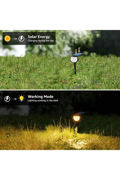 LITOM Set of 2 Lepro PR510005 LED solar lamps, 43 LEDs, IP65 warm white light, 2 modes
