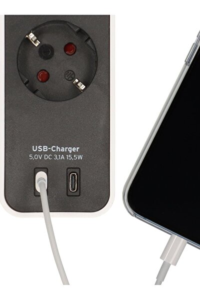 Brennenstuhl Ecolor Extension Cord 4 Outlets, 2xUSB-C, 1.5m Black White