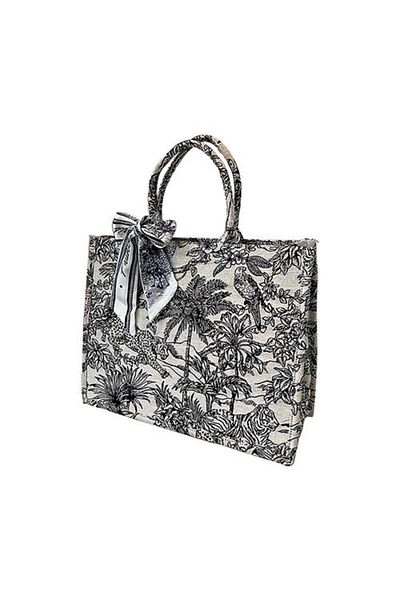 Rup Art Large Capacity Canvas Tote Bag for Women Handmade Style with Forest Animal Print Design