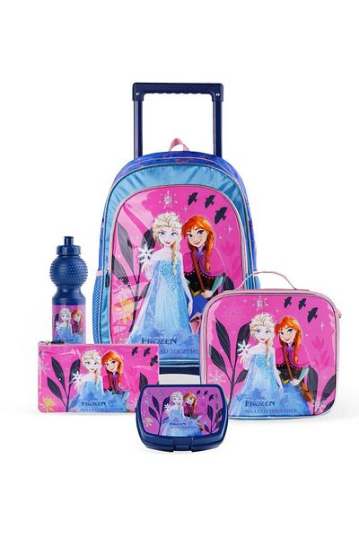 Disney Frozen 5in1 Trolley Box Set 16" - Back to School Backpack, Kids’ Trolley Bag, Colorful Scho