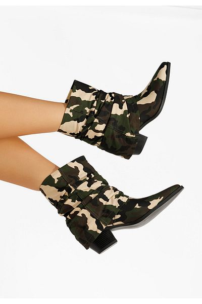 B T Shoes Γυναικεία Μποτάκια Cowboy Sayra πρασινο