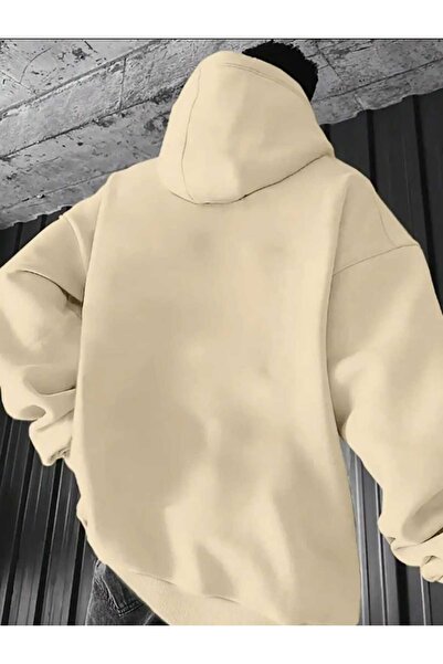 caddekombin The Dream Bridge Μπλουζάκι με κουκούλα με στάμπα, με τσέπη, εσωτερικά μάλλινο μπεζ φούτερ